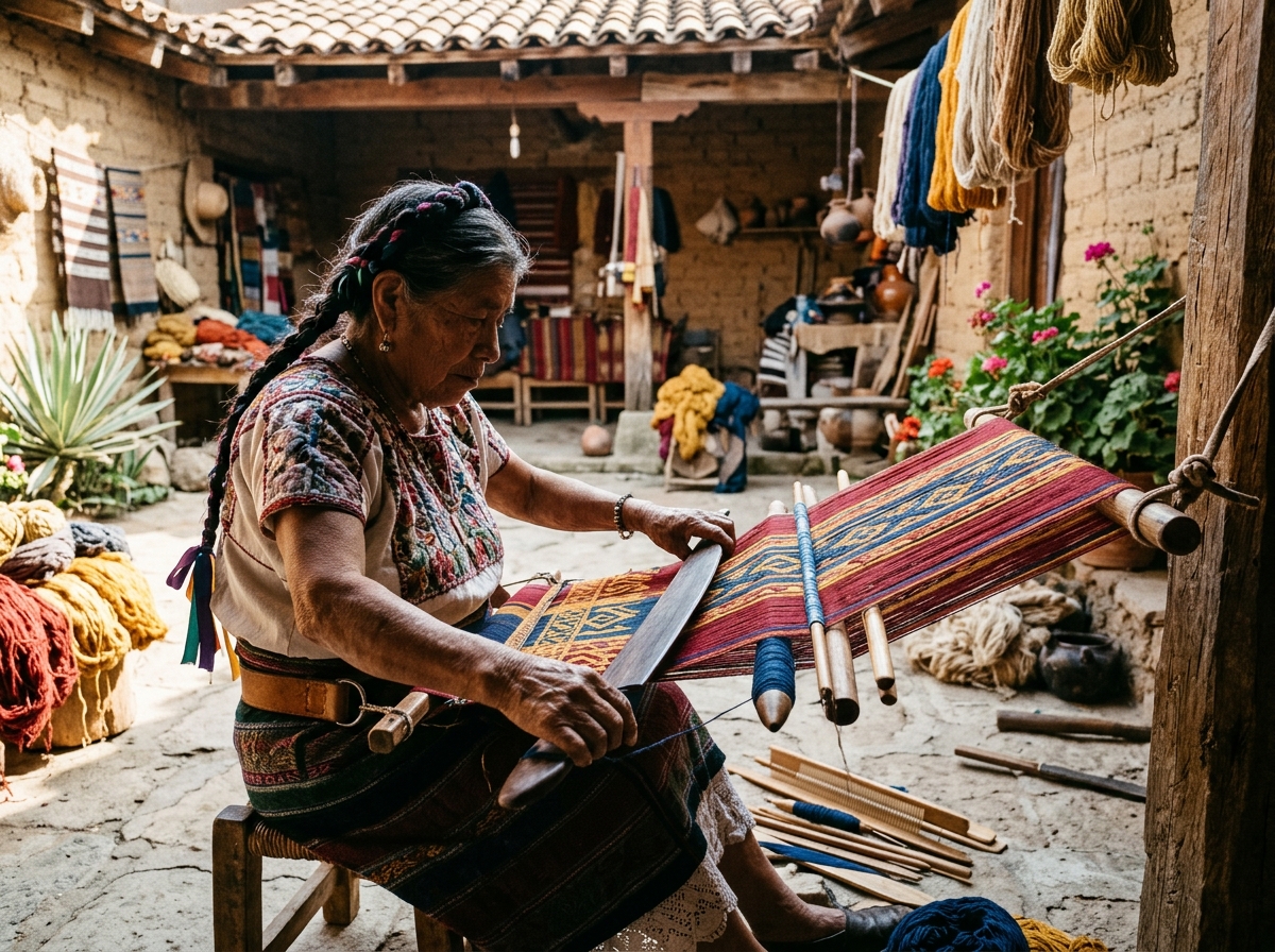 Tejido en telar de cintura ancestral